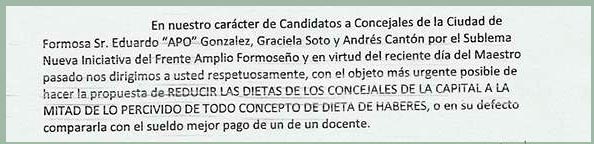 Fascimil de la nota presentada en el HCD.
