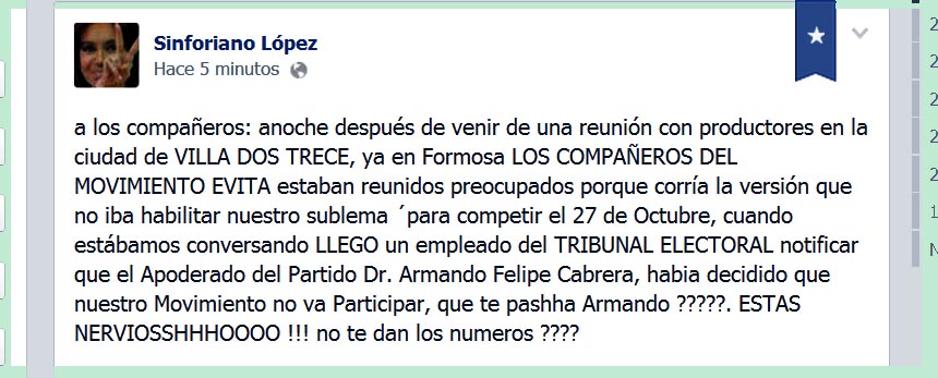 Pintadas y chicanas en facebook por «operativo serrucho»: Lenskac, Sinforiano y Descamisados, «no clasifican»