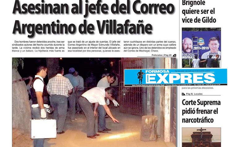 Tapa del diario Formosa Expres de hoy miércoles