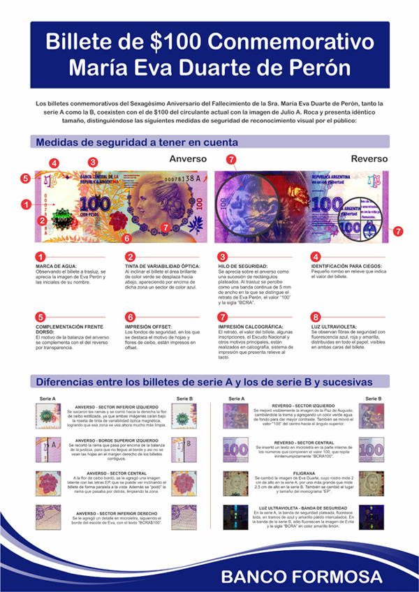 Cómo diferenciar un billete trucho de 100 pesos