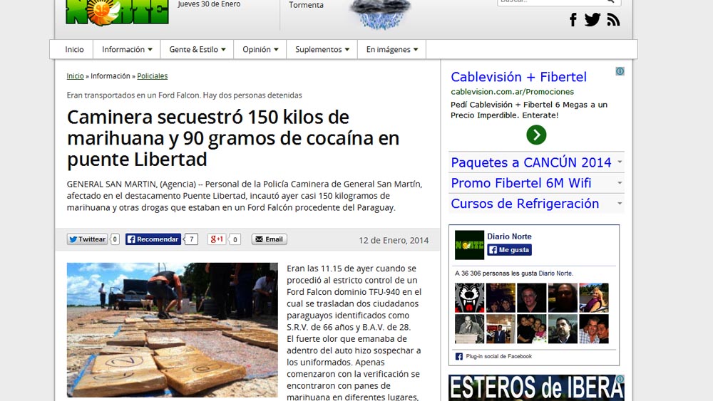 Publicación del 12 de enero de este año en diario Norte-Chaco.