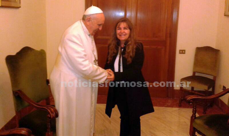 La juez federal con el Santo Padre en Santa Marta, esta mañana.