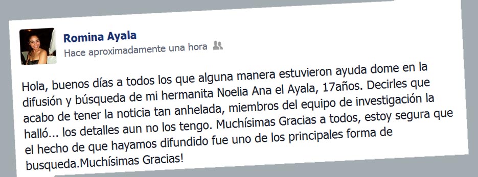 Así lo comunicó la hermana en su cuenta de Facebook