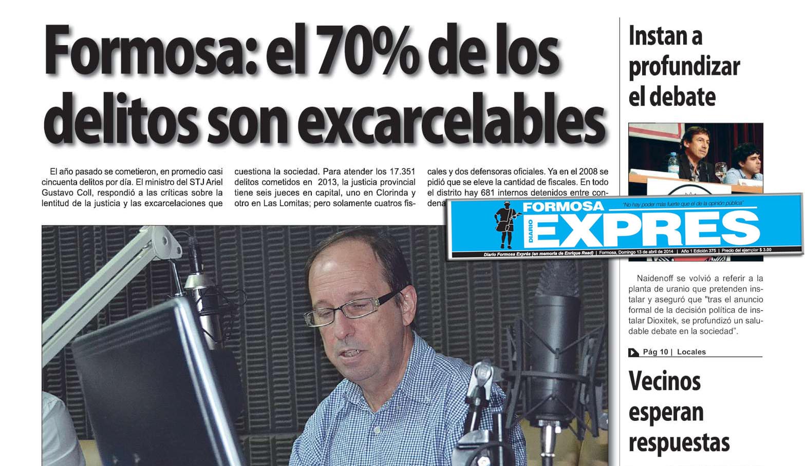 De los casi 50 delitos por día ocurridos el año pasado en Formosa, el 70% son excarcelables