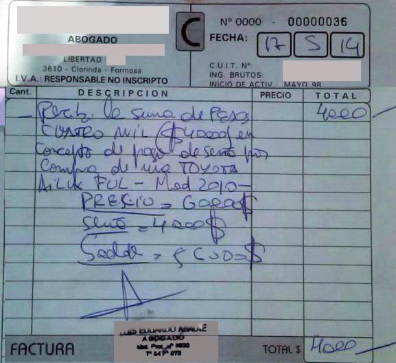 Copia de la factura.