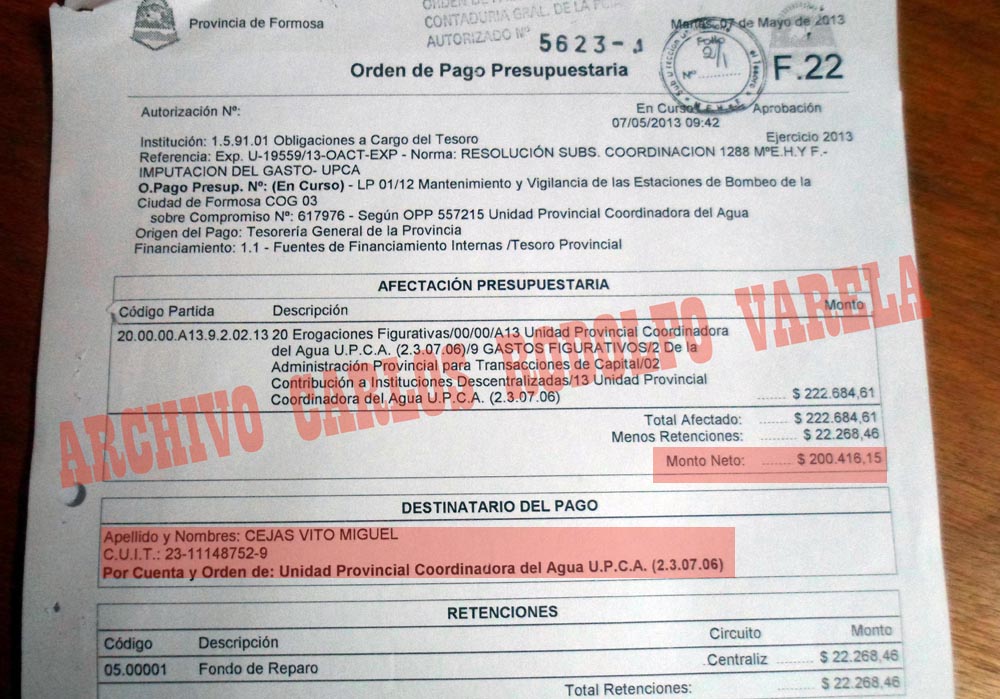 Copia de uno de los comprobantes del año pasado. Hay más.