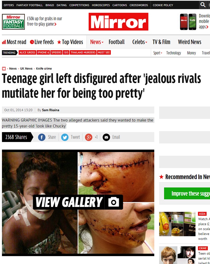 El diario sensacionalista inglés Mirror también se dedicó al caso.