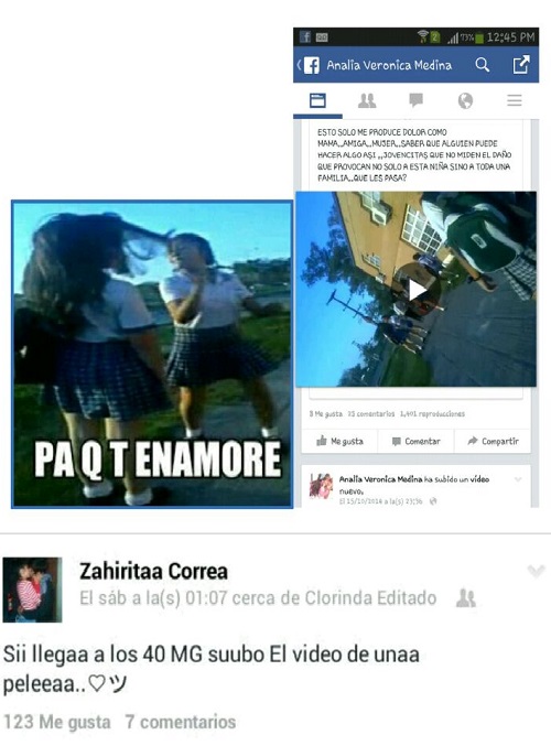 "Si llega a 40 Me gusta subo el video de una pelea" (sic)