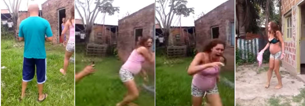 Secuencia de la agresión entre vecinos en el barrio Itatí. (captura de pantalla de video)