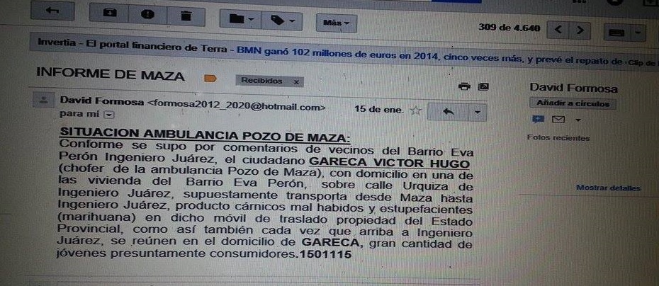 Observar el número de mail: