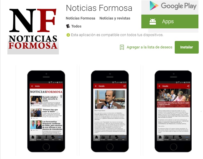 NoticiasFormosa habilitó aplicación APP para bajar en celulares Android