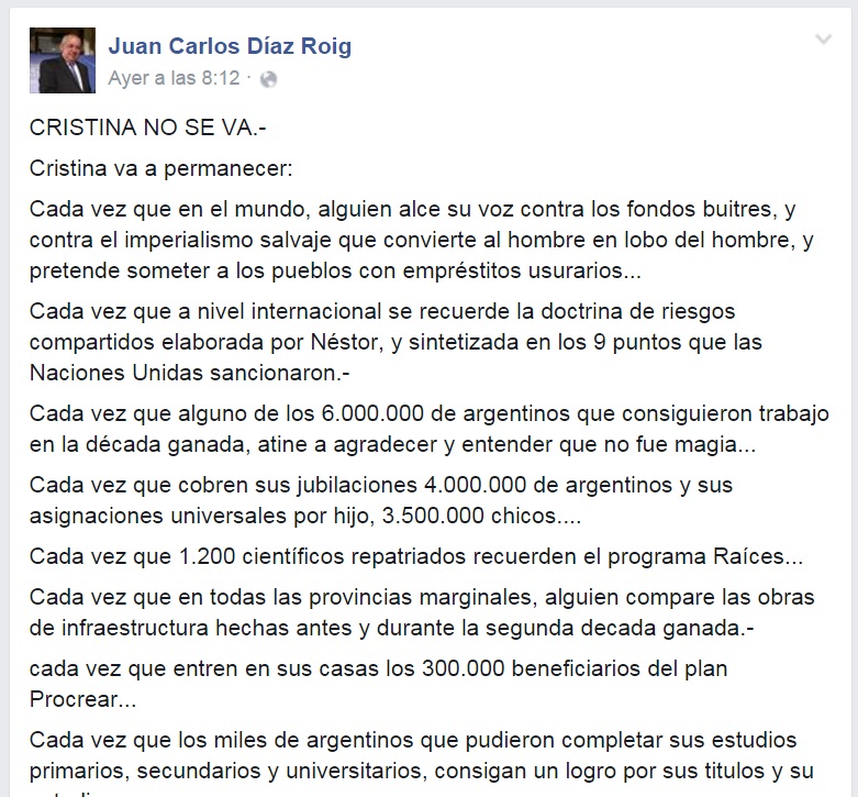 juancho diaz roig sobre cristina