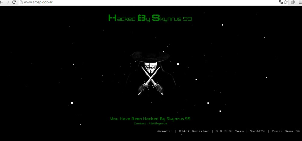 Si quiere ingresar al sitio web del organismo, no lo podrá hacer; fue intervenido por los haackers.