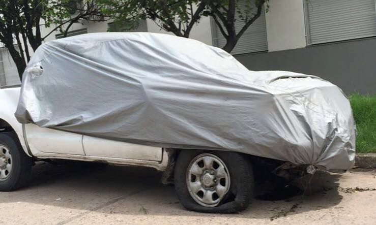 La camioneta del escándalo frente a la sede de la Policía Federal, en la ciudad de Formosa.