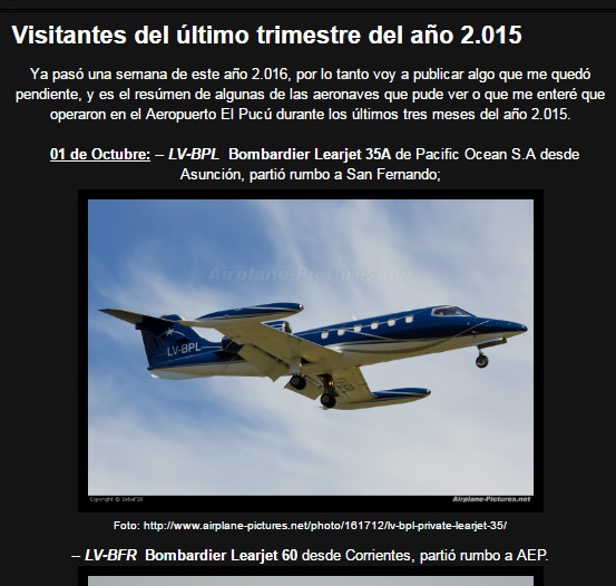 Aseguran que el avión de Lázaro Báez «operó» el año pasado el aeropuerto «Formosa-El Pucú»