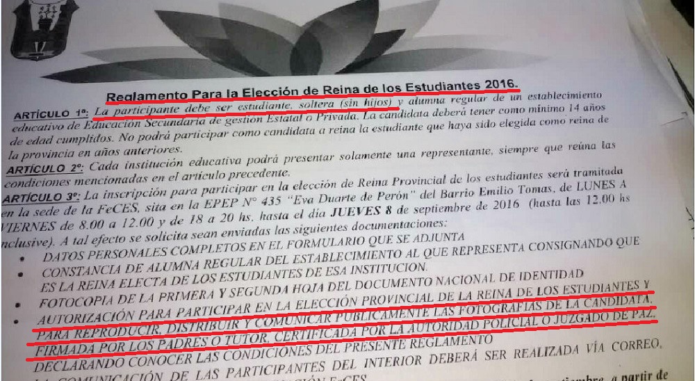 feces candidatas a reina del estudiante reglamento nf