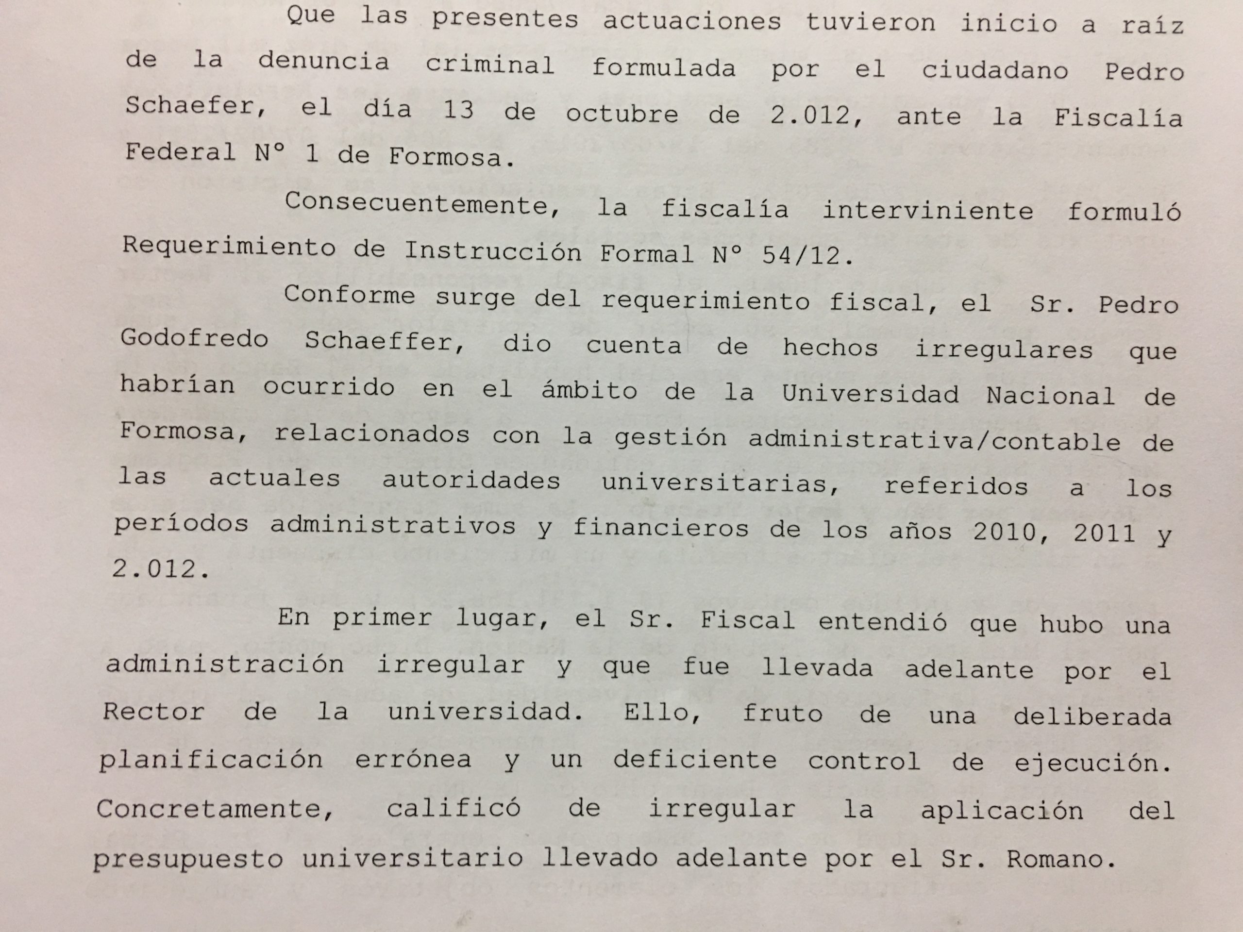Detalles del expediente que terminó con el procesamiento del rector Romano