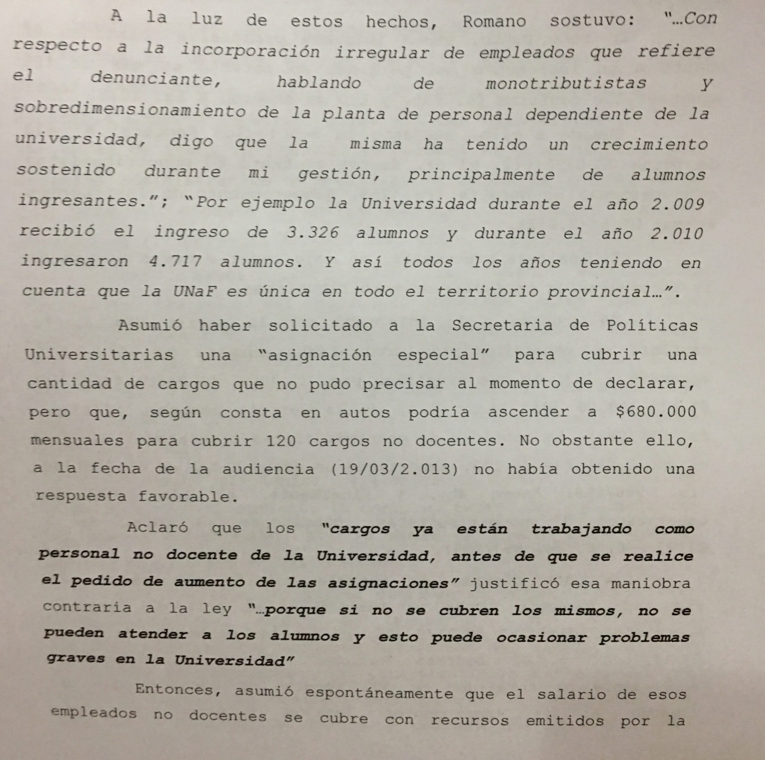 Detalles del expediente que terminó con el procesamiento del rector Romano