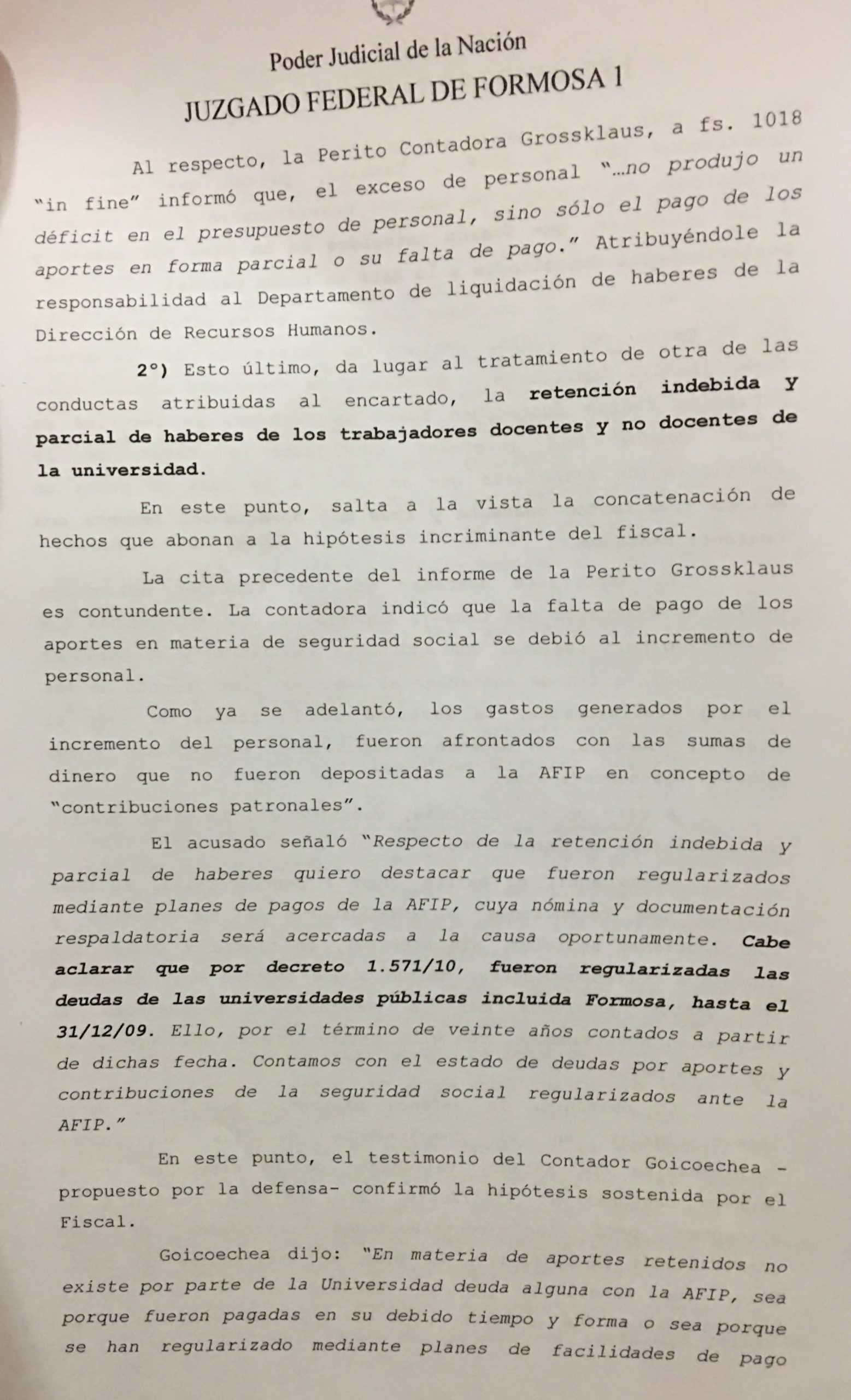 Detalles del expediente que terminó con el procesamiento del rector Romano