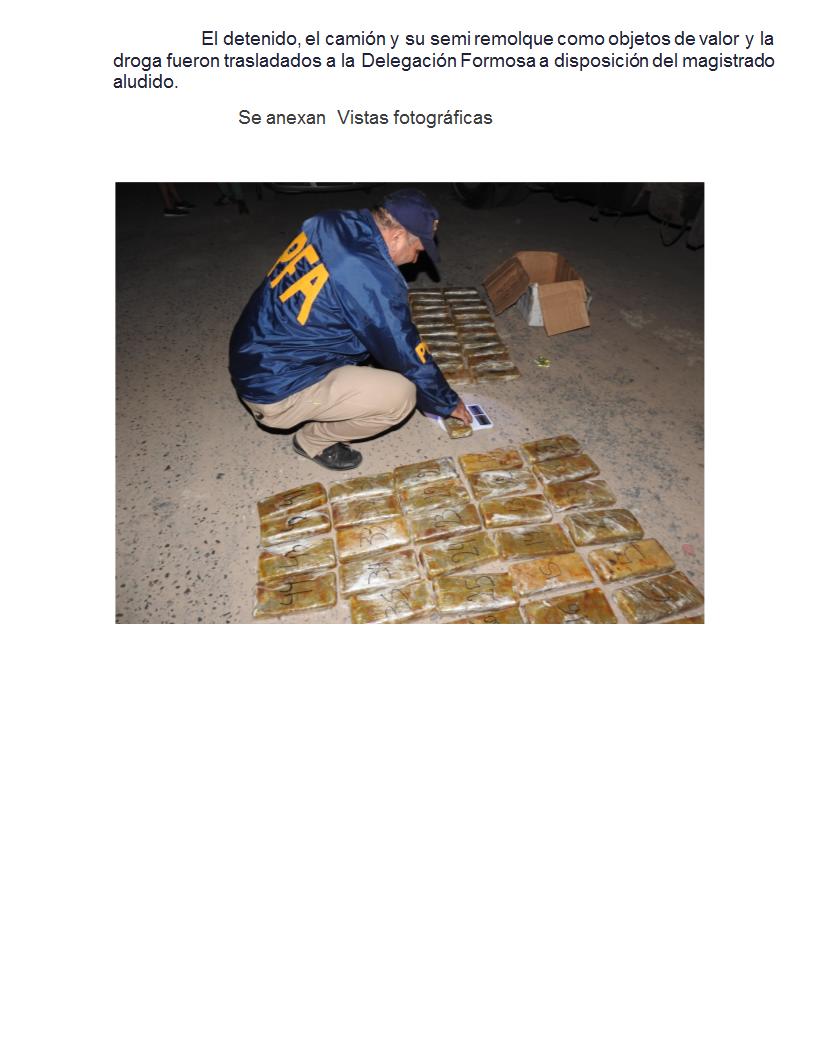 62 kilos de droga secuestró la Policía Federal de un camión paraguayo que venía a Coca Cola