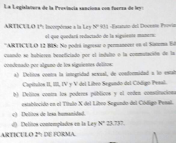 Docentes condenados por delitos de drogas, lesa humanidad o abuso sexual no podrán ejercer