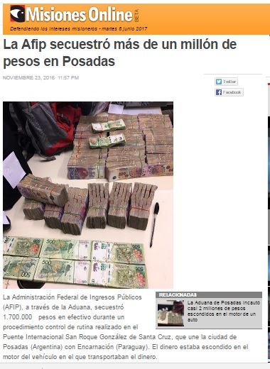 Oficialmente no se confirmó el secuestro de 5 millones a «burreros» paraguayos