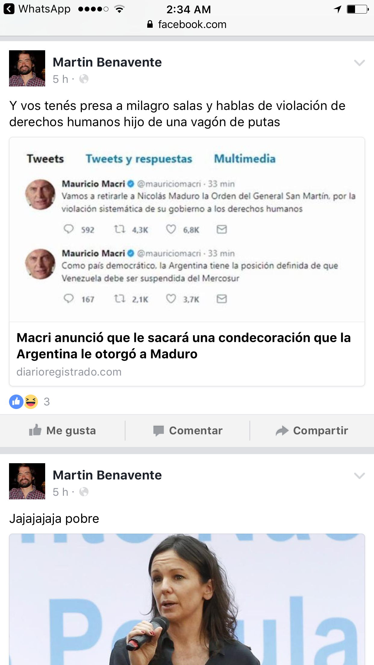 Funcionario califica a Macri como «hijo de un vagón de putas»