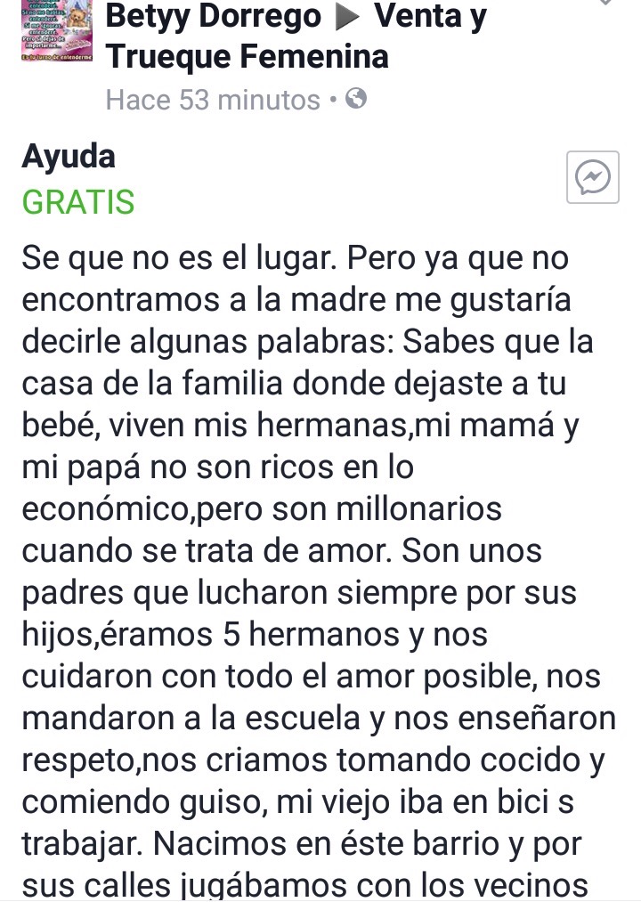 Carta a la madre que abandonó un hijo en Villa del Carmen