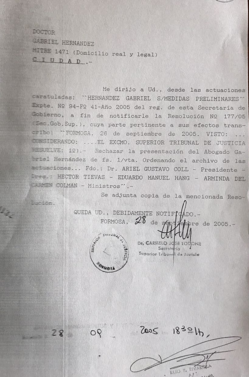 El juez Sala aclara, dice que renunció al peronismo en 1991