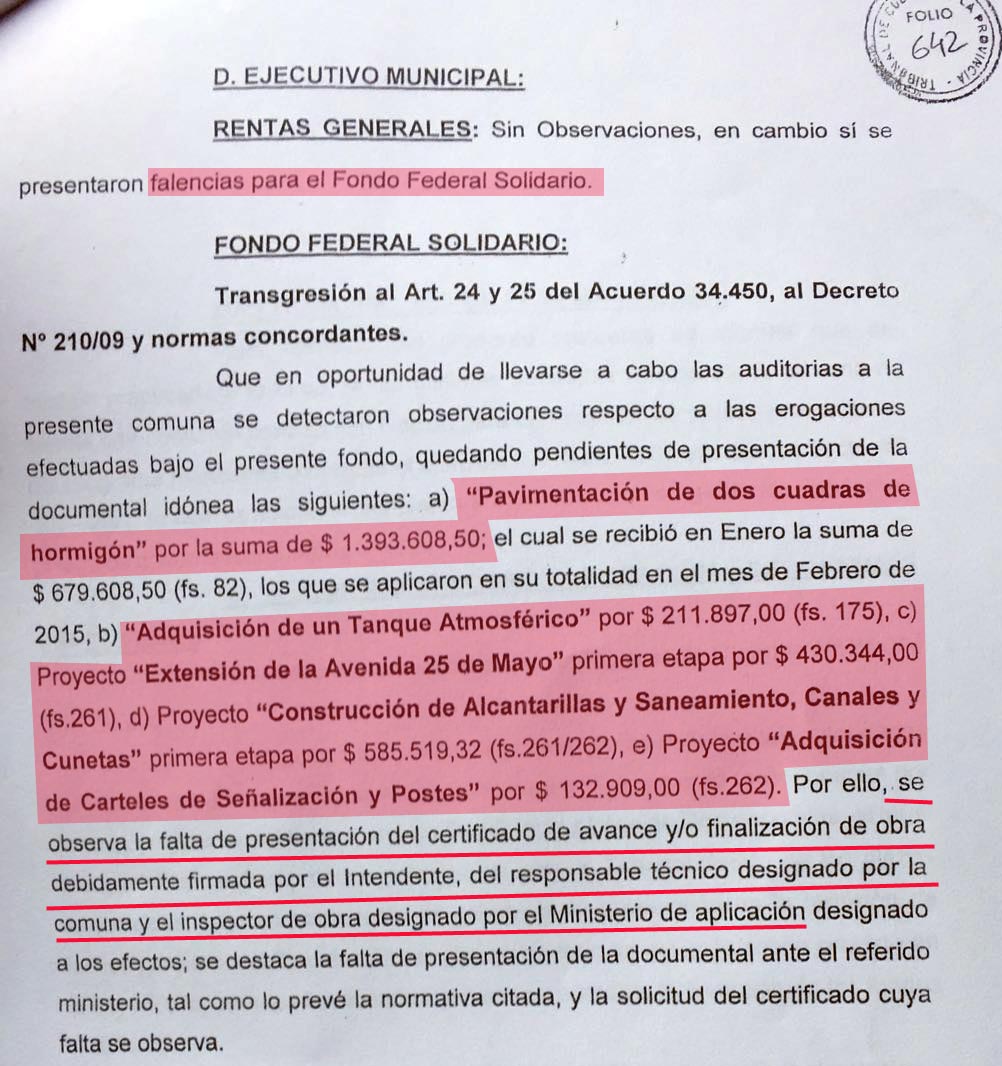 Intendentes de Ibarreta y Laguna Yema denunciados por no rendir millones de pesos