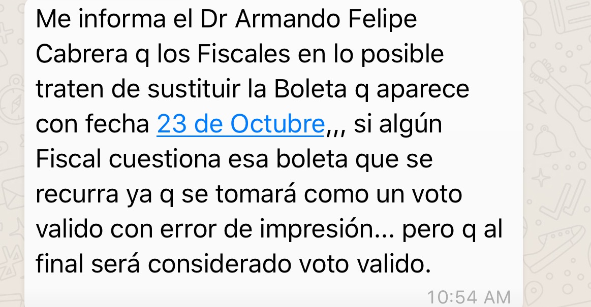 Por error de imprenta, boletas del PJ dicen «23 de octubre»