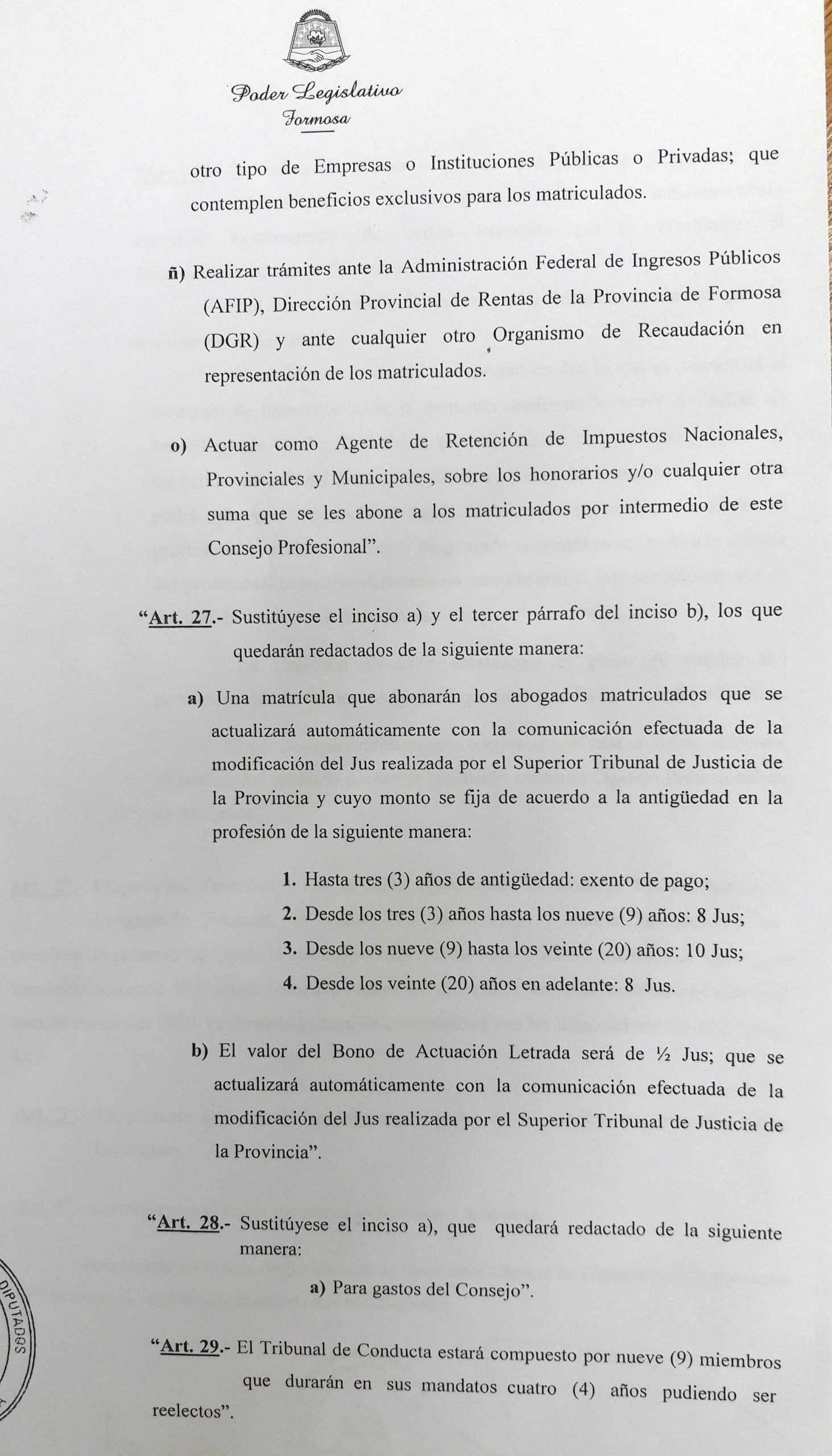 El PJ fundamentó su apoyo a la Ley 936, «de los abogados»