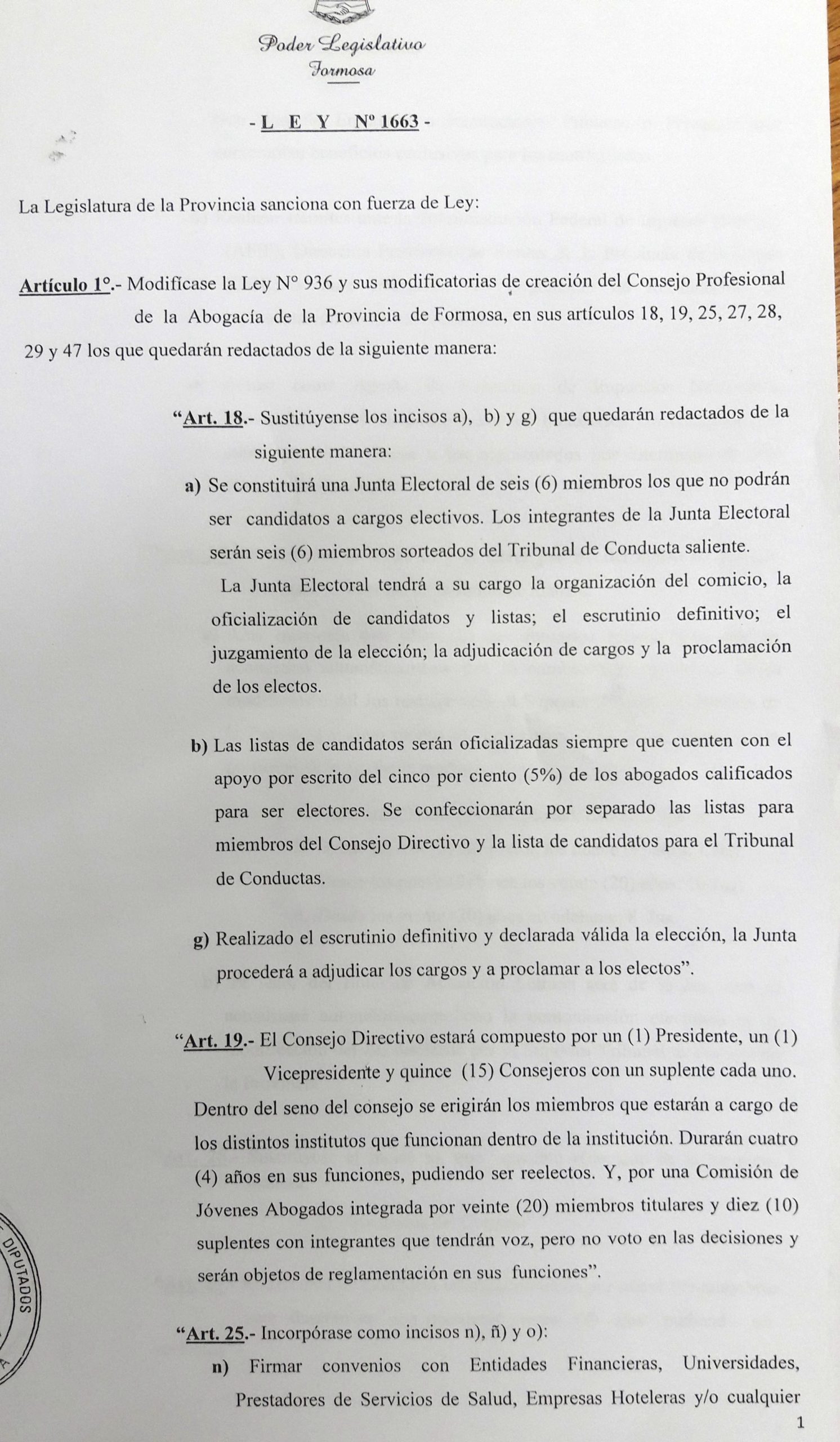 El PJ fundamentó su apoyo a la Ley 936, «de los abogados»