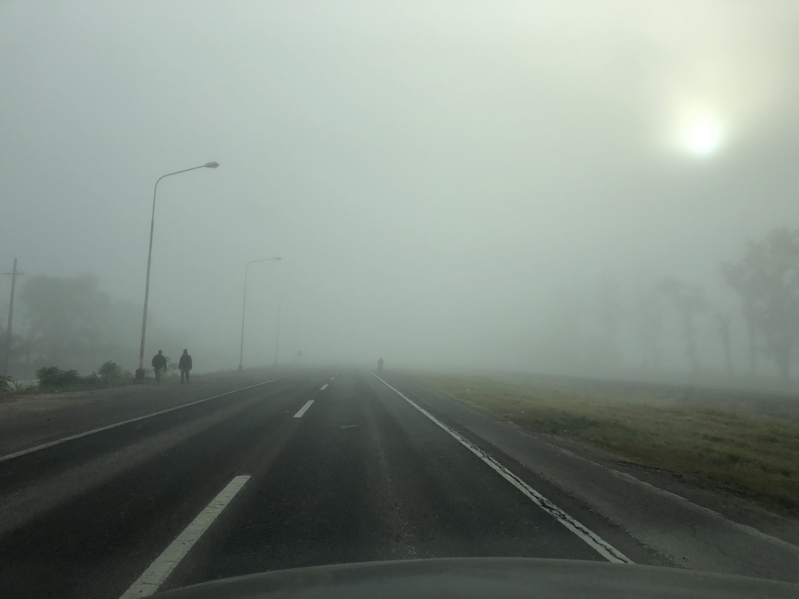 Densa niebla en la ciudad