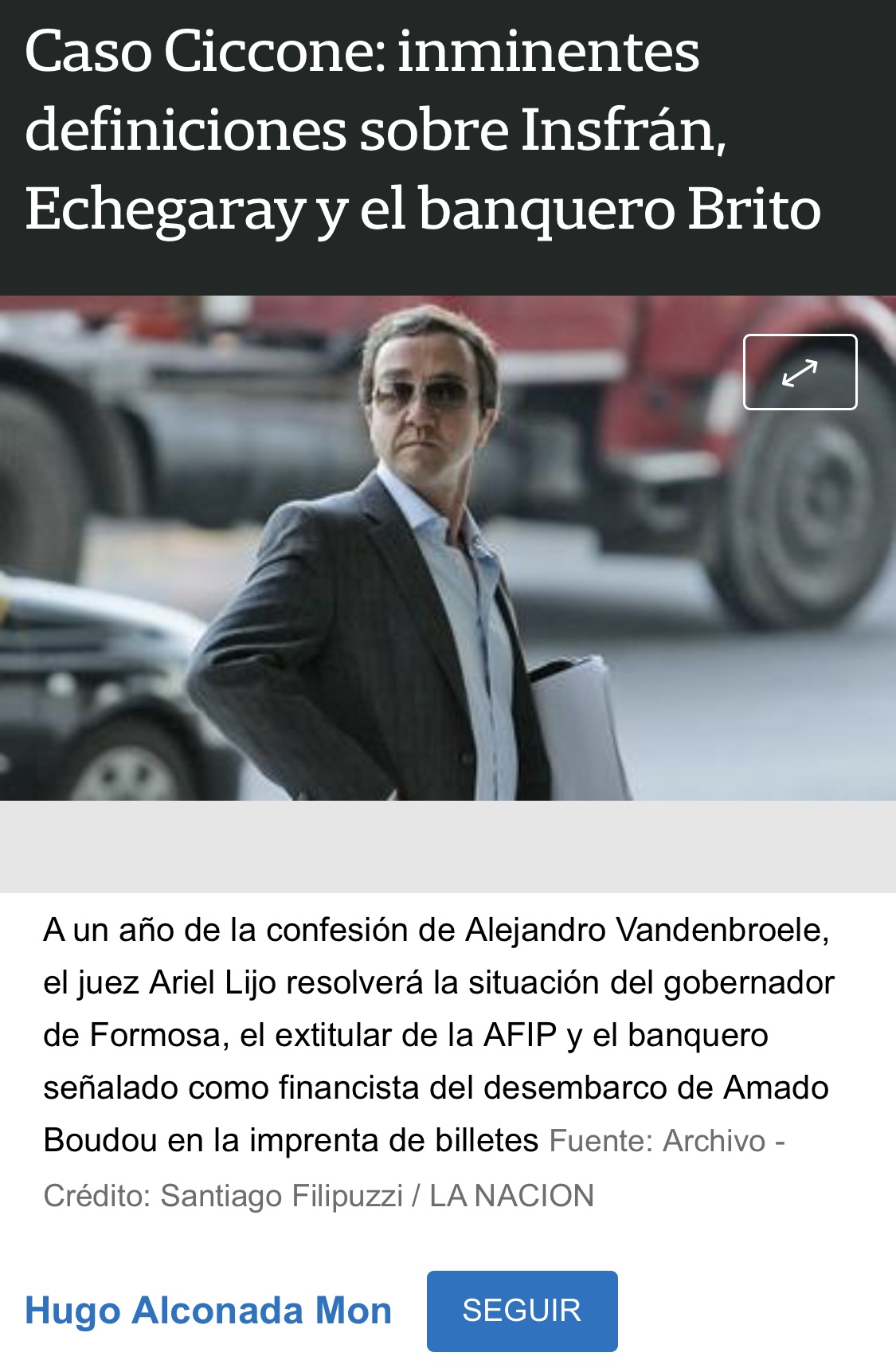 Inminente definición de la situación de Gildo, por el caso Ciccone