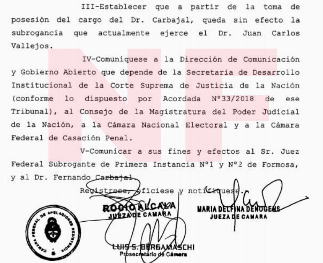 Carbajal, nuevo juez federal subrogante en Formosa