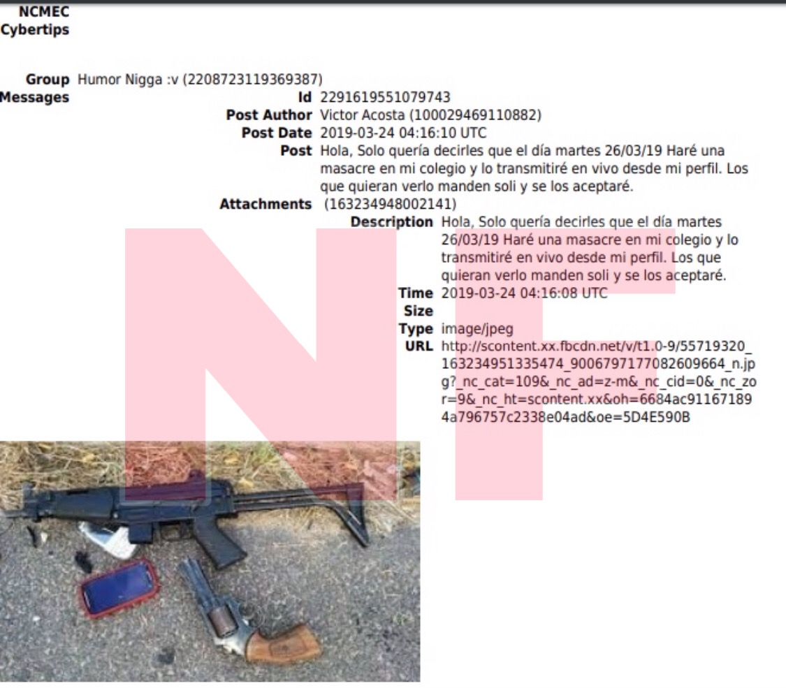 Amenazó con provocar una masacre en un colegio