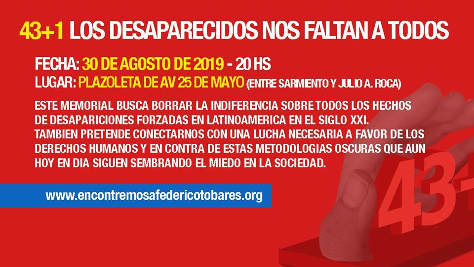 Caso Tobares: lo recuerdan instalando un memorial contra la desaparición forzadas de personas en Latinoamérica