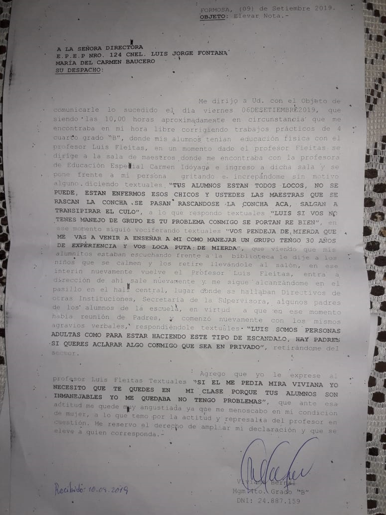 «Ustedes las maestras se pasan rascando la con…., salgan a transpirar el cu…»