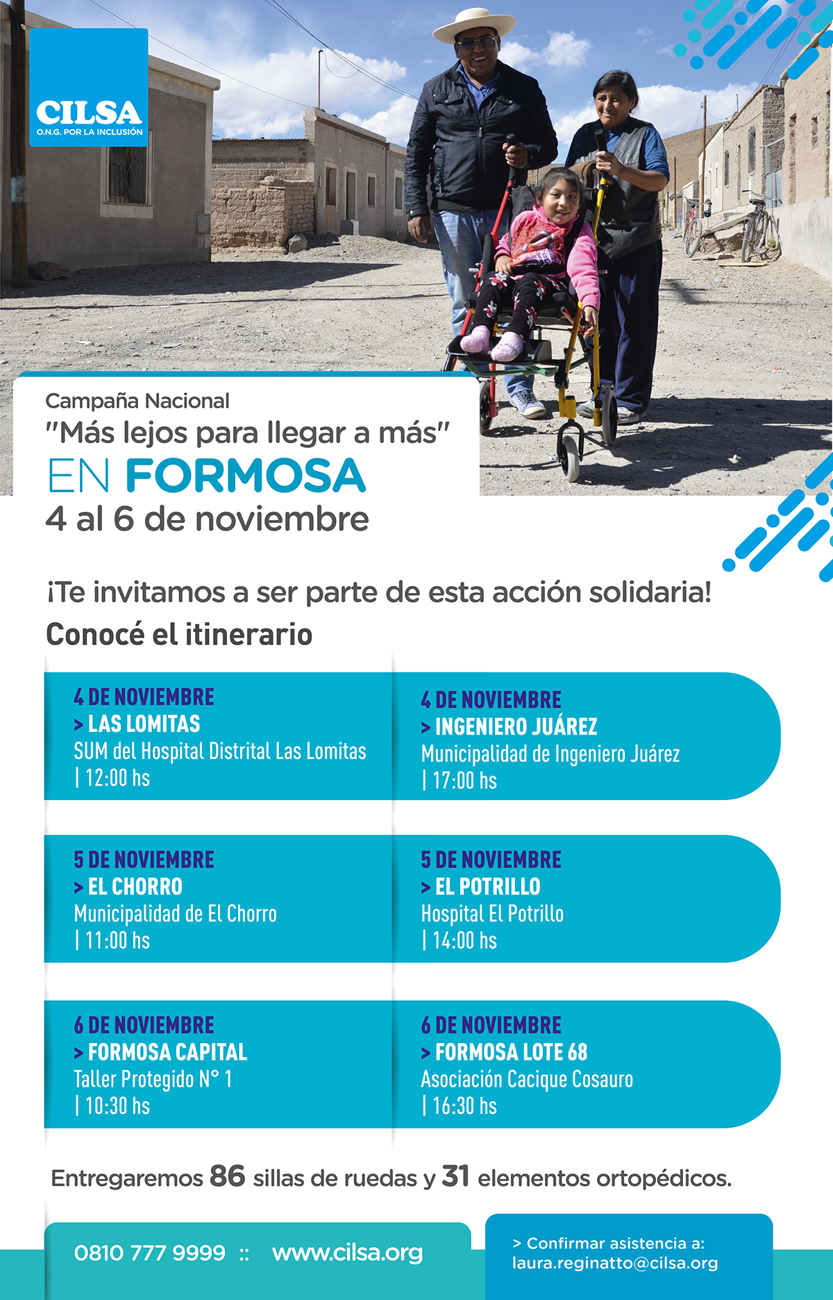 CILSA regresa a Formosa para entregar más de 100 elementos ortopédicos gratuitos