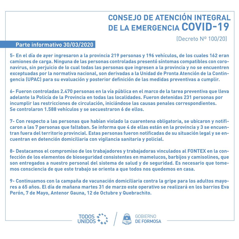 Formosa continúa en situación de coronavirus cero