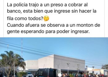 Indignación en la fila del banco, un preso fue a cobrar y entró «colado»