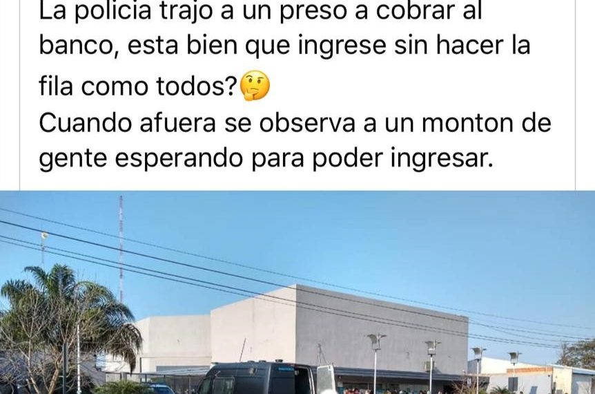 Indignación en la fila del banco, un preso fue a cobrar y entró «colado»