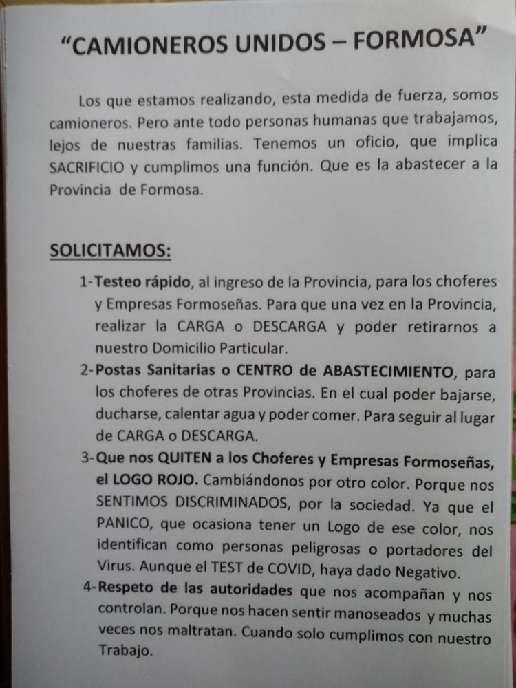 Camioneros se manifiestan en la ruta, piden no ser estigmatizados
