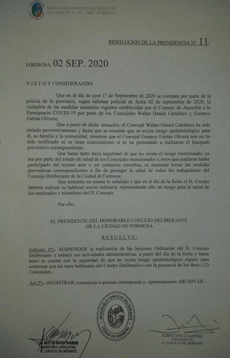 Piñeiro rechazó argumentos de Di Martino para suspender la sesión ordinaria en el Concejo