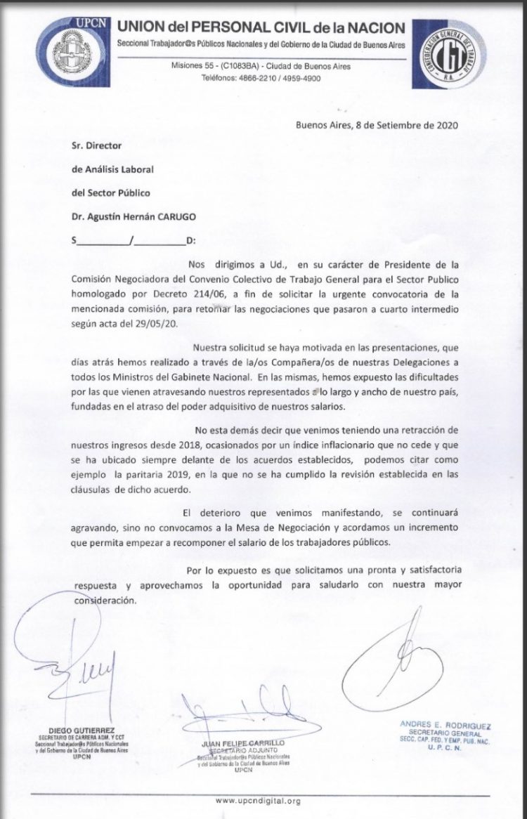 UPCN nacional pidió reapertura de paritarias y la regional Formosa ya está en alerta y movilización