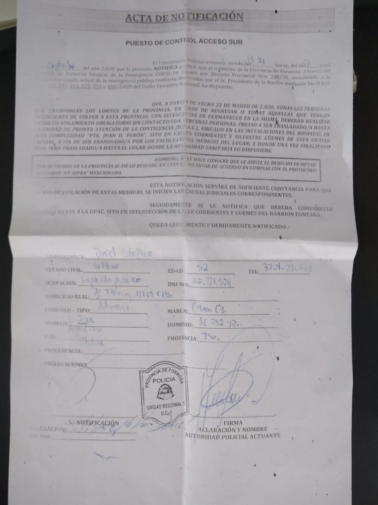 El concejal Caballero fue hisopado y quedó aislado tras charlar con camioneros en Tatané