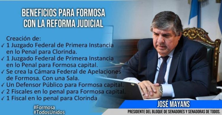 Mayans dio detalles del proyecto de reforma de la Justicia Federal y su impacto en Formosa