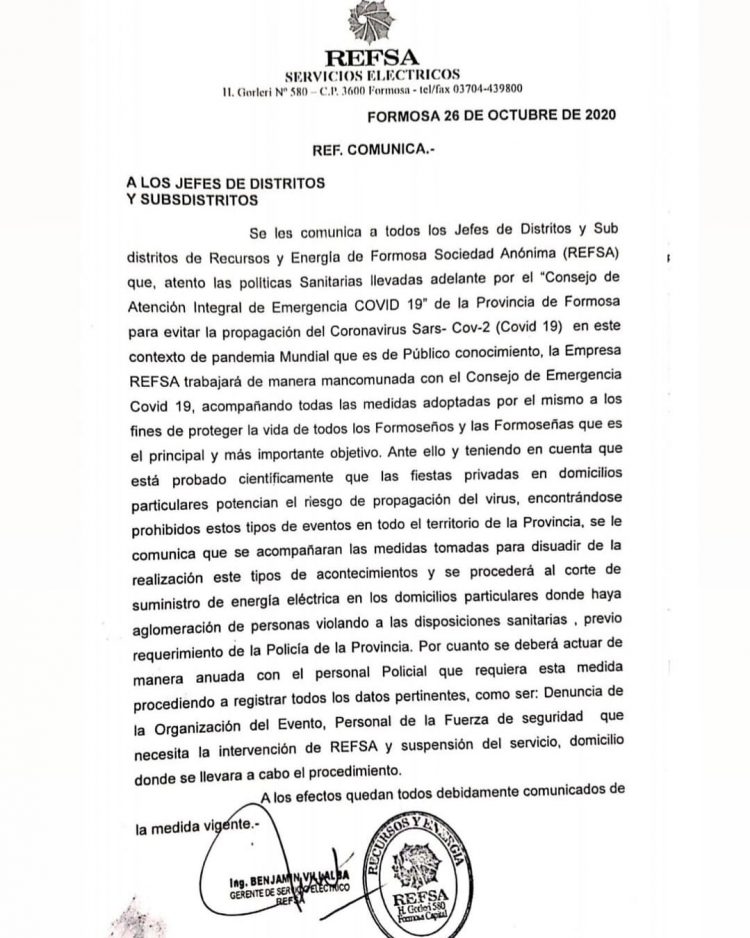 Refsa cortará la luz en fiestas privadas