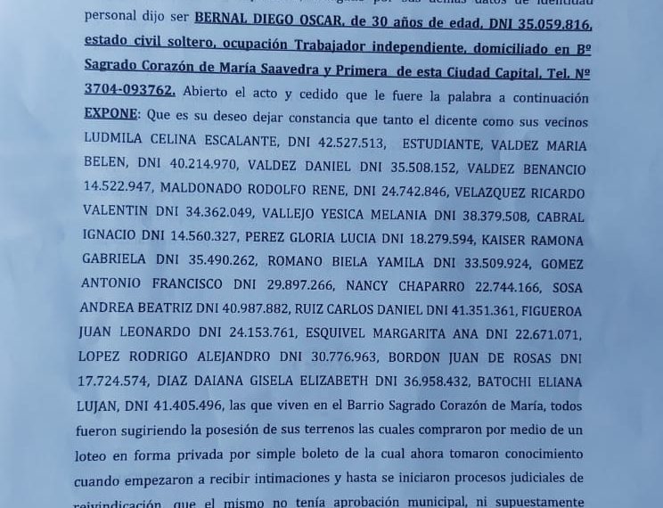 Cientos de víctimas de estafa en un loteo fraudulento en el barrio Sagrado Corazón